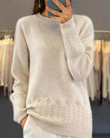 Pull-Over À La Coupe Adaptée Pour Femme, À Couleur Unie Et De Style Rétro