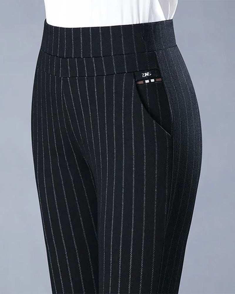 Pantalon taille haute décontracté avec poches