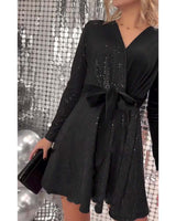 Robe à lacets Sexy Décolleté Enveloppé Paillettes Velours