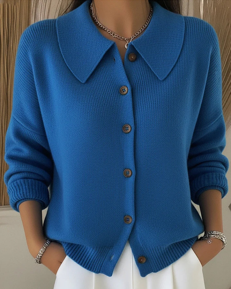 Pull Manches Longues À Revers Boutonnés
