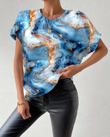 T-shirt Col Rond Imprimé Marbre