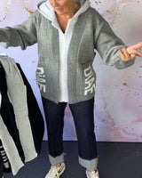Manteau-Pull Décontracté à Manches Longues avec Lettre