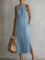 Soline | Robe en denim à dentelle rétro
