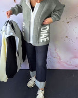 Manteau-Pull Décontracté à Manches Longues avec Lettre