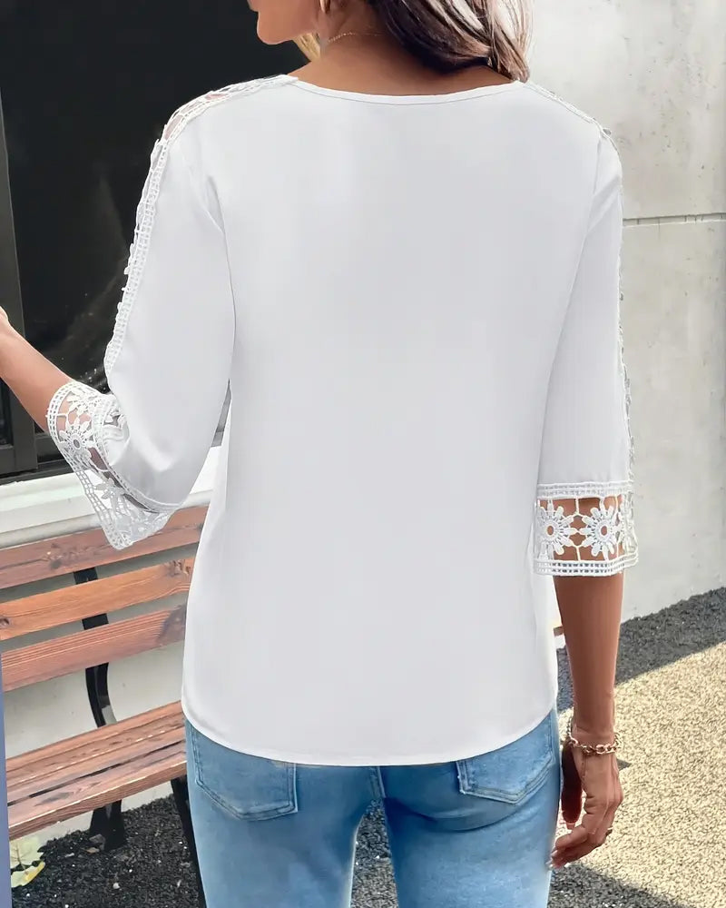 T-shirt Uni Creux Crochet Patchwork