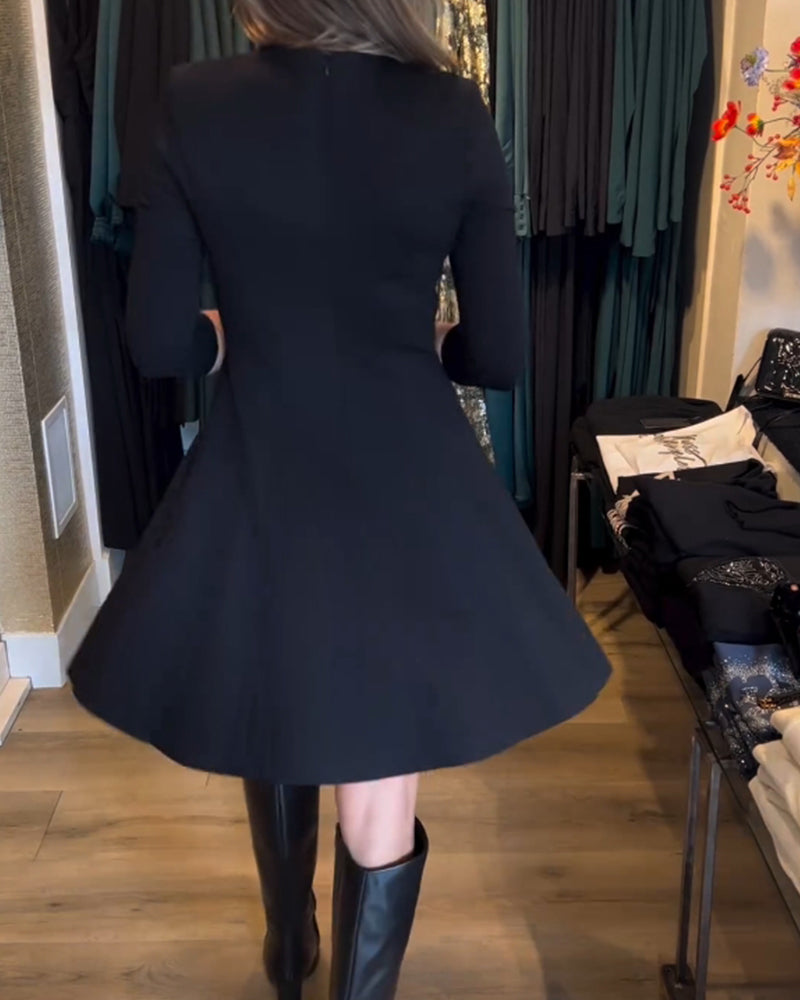 Robe élégante à fermeture éclair de couleur unie