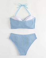 Maillot De Bain Halter Uni Rayé