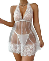 Dentelle Florale Halterneck Nuisette Lingerie Avec String