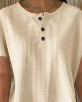 T-shirt Boutonné Col V Décontracté