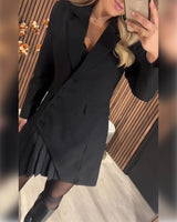 Robe Unie À Revers Et Style Tailleur