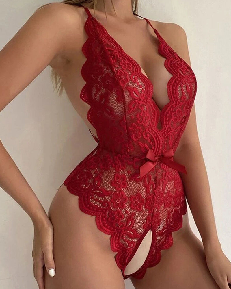 Bodysuit En Dentelle À Col Halter