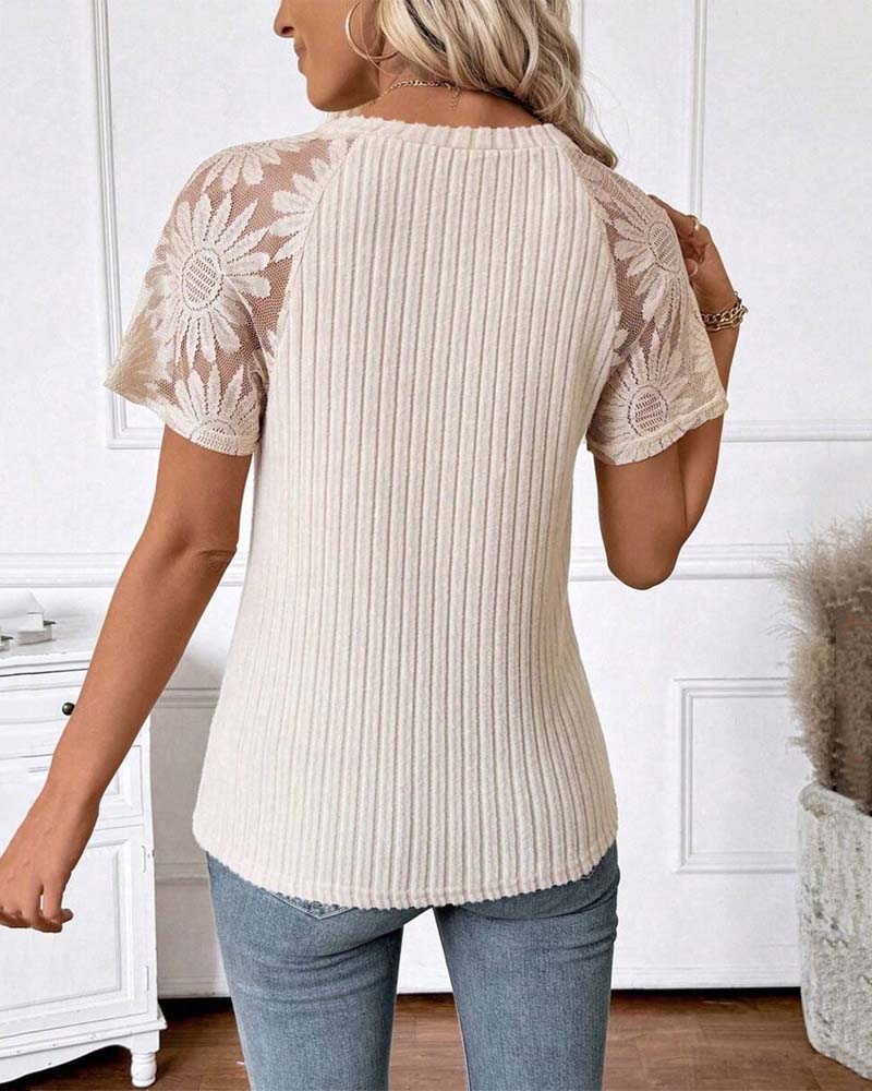 T-Shirt Col Rond Manches Raglan Uni