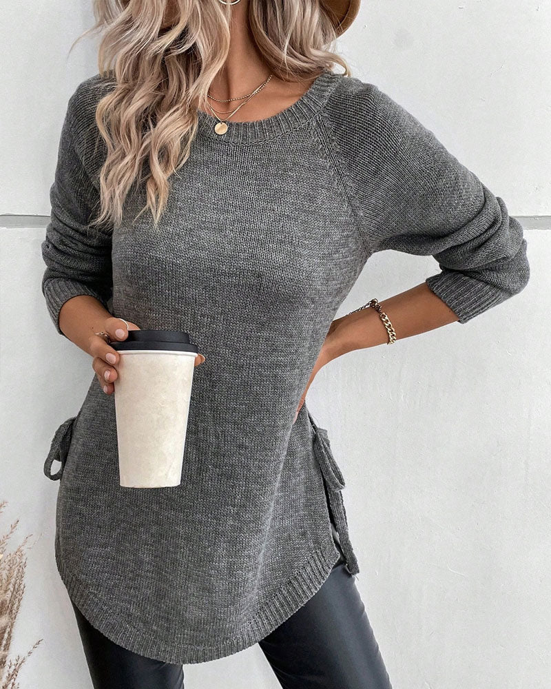 Pull Avec Manches Raglan Et Design De Nœud Latéral