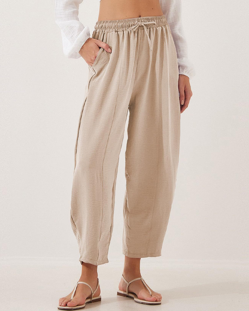Pantalon Décontracté Cordon Poche