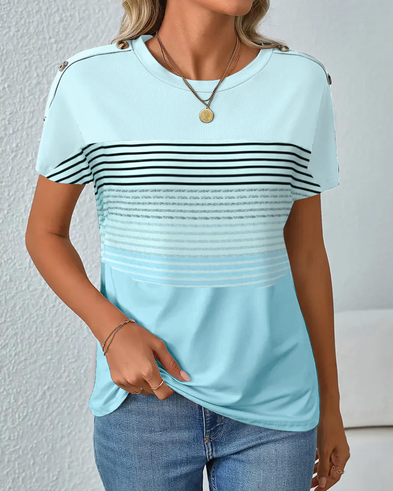 T-Shirt À Manches Courtes Imprimé Rayé