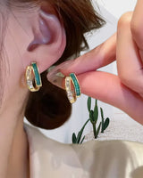 Boucles d'oreilles émeraude élégantes à double couche