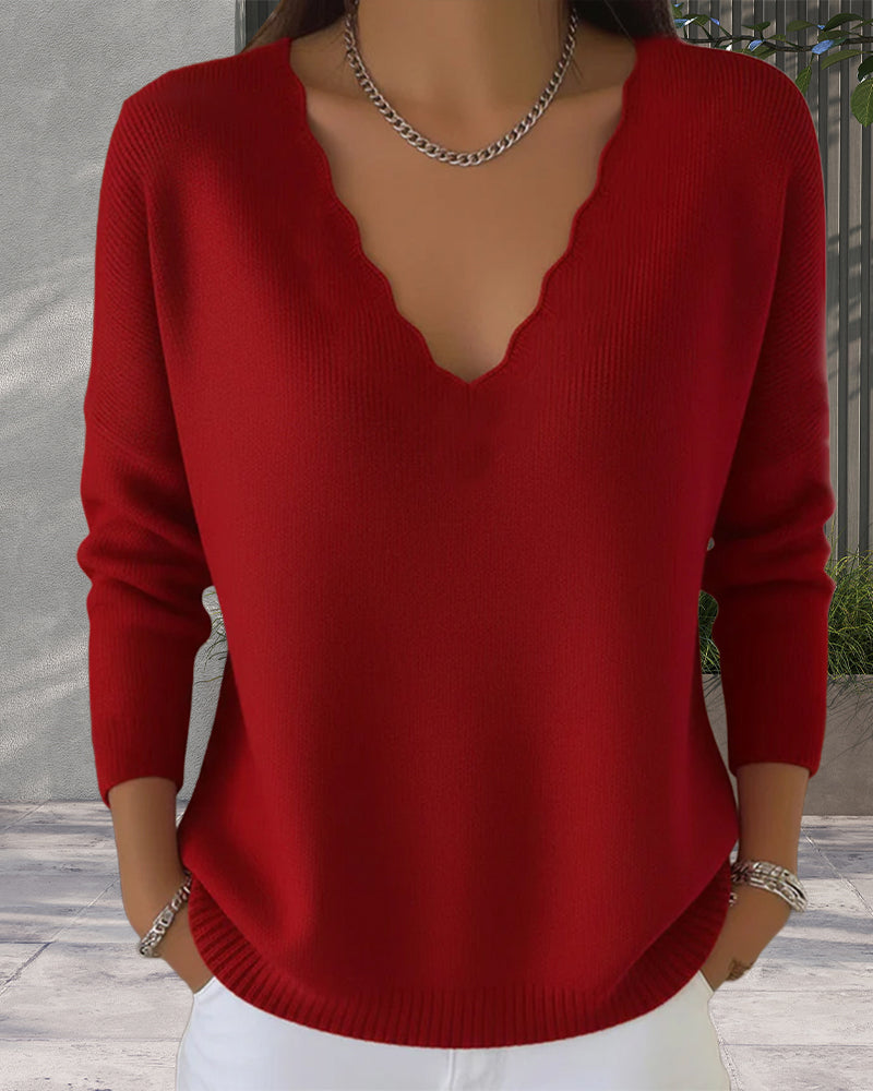 Pull Col En V Doux Tricoté