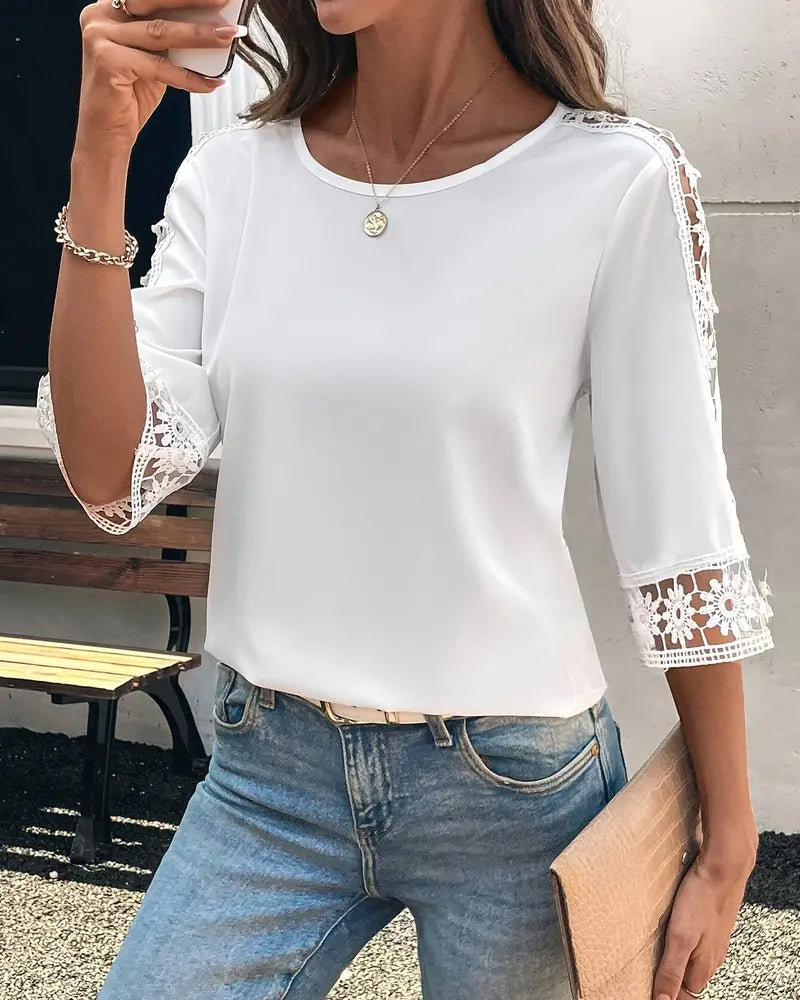 T-shirt Uni Creux Crochet Patchwork