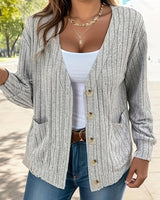 Veste manches longues col V couleur unie