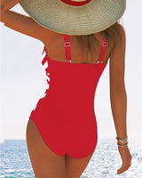 Maillot de bain une pièce décontracté à rayures et col en V