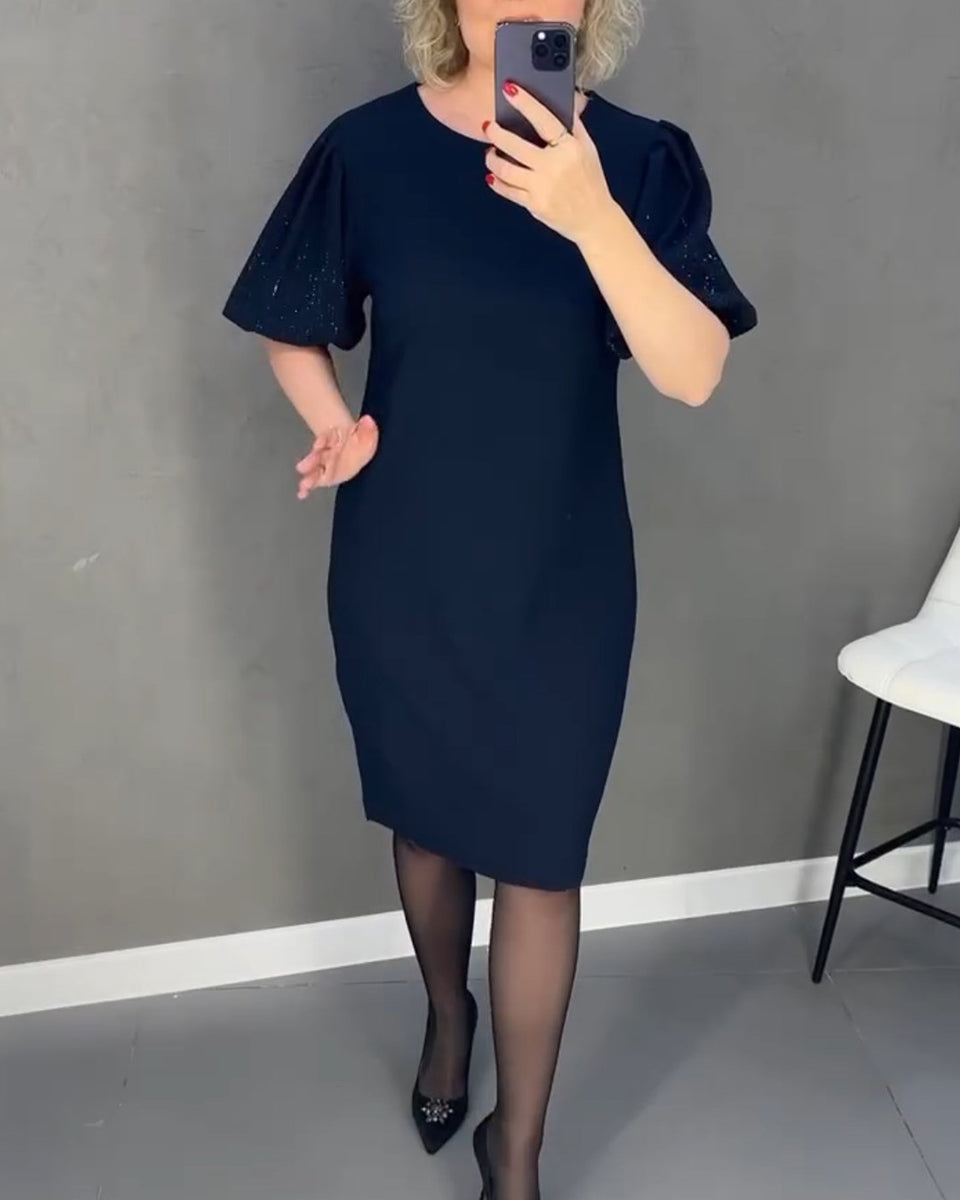 Robe élégante à manches courtes bouffantes