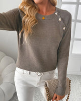 Pull Bouton Décoré Manche Raglan
