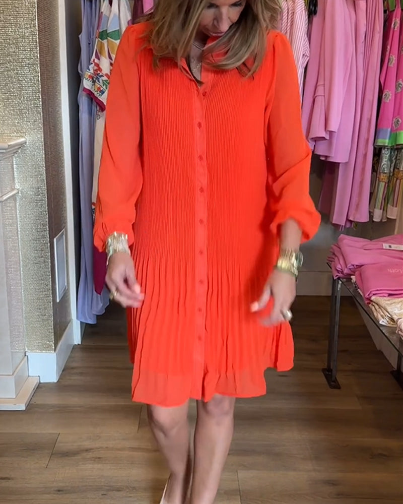 Robe plissée patchwork unie pour femme