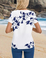 T-shirt décontracté col rond imprimé irrégulier