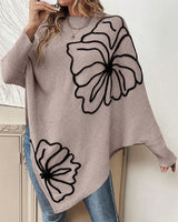 Pull Floral Large à Manches Gigot