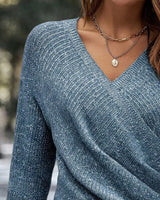 Pull Élégant Col En V Ruché