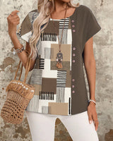 T-Shirt Imprimé Géométrique Rayé