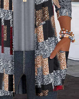 Bluse Manches Longues Imprimée Style Deux-Pièces Factice