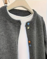 Cardigan décontracté de couleur unie à manches longues