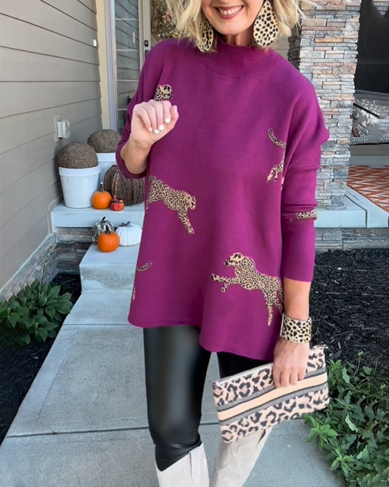 Pull ample motif guépard
