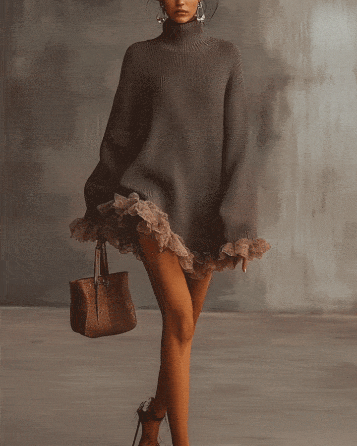 Ensemble Avec Style Élégant, Couche de Pull Et Robe Camisole