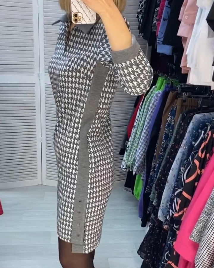 Robe à revers avec poche et carreaux