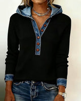 Hoodie Décontracté Avec Coutures De Couleur Contrastée