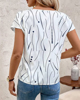 T-Shirt Col V Manches Courtes Imprimé