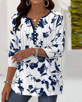 Blouse à Boutons Imprimée Mode