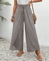 Pantalon large à cordon élastiqué à imprimé géométrique