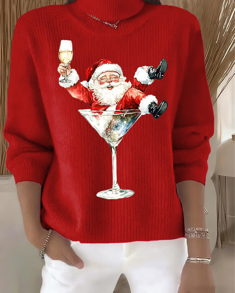Pull De Noël Ajusté À Col Roulé