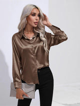 Chemise en Satin Classe Unie