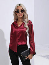 Chemise en Satin Classe Unie