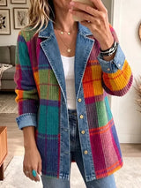 Chloé – Veste en jean vintage à patchwork à carreaux