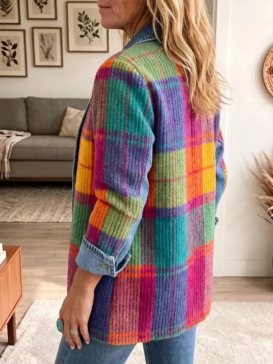 Chloé – Veste en jean vintage à patchwork à carreaux