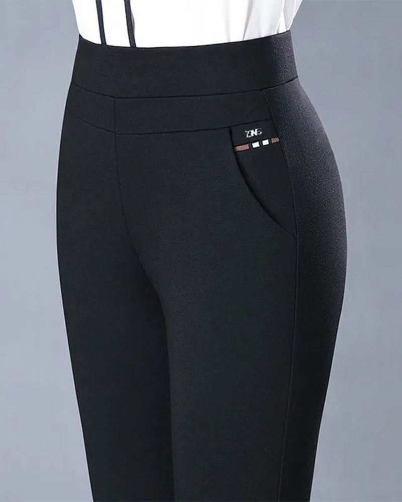Pantalon taille haute décontracté avec poches