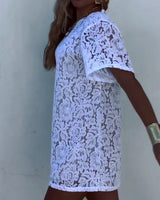 T-shirt Manches Courtes Dentelle