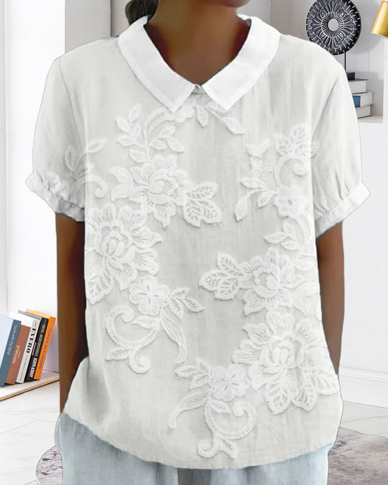 Blouse Avec Col Imprimé Uni