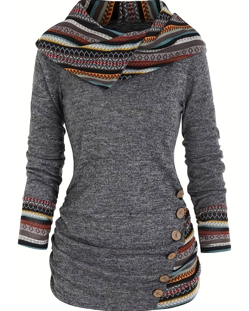 Sweat-shirt à capuche décontracté de couleur contrastée