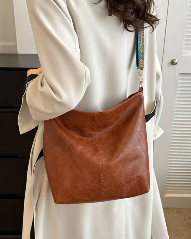 Sac seau vintage à bandoulière de grande capacité